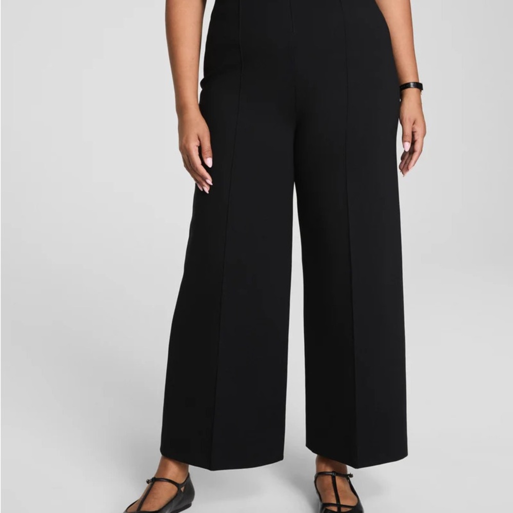 NWT SPANX Black Ponte Cropped Wide Leg Pant size XL tall
